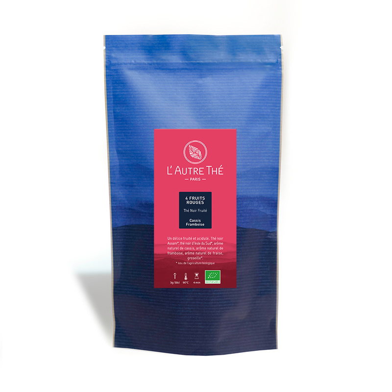 Thé bio parfumé fraise framboise cassis groseille.